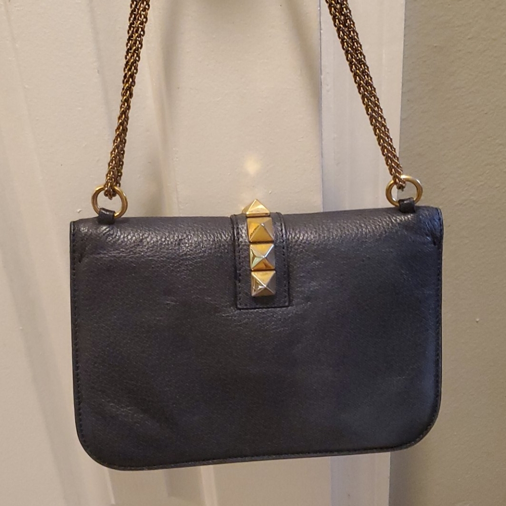 Valentino Glamrock pebbled leather Navy bag - Picture 7 of 8